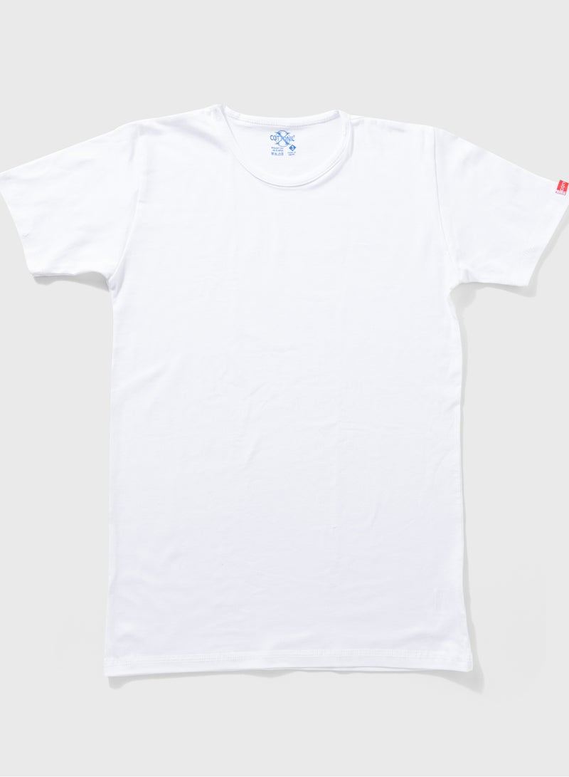 Cottonil Men's Half Sleeve Cotton Stretch Round Neck Undershirt - White - Image 4