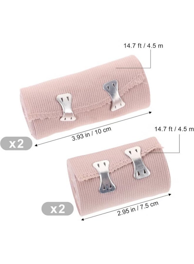 4 PCS Elastic Bandage, Elastic Bandage Wrap, Compression Elastic Bandage, Bandage with Clip Closure-Stretch Wraps for Foot Ankle Knee Leg Arm & Body Muscle Sprains Sports Injury Edema Care - Image 2