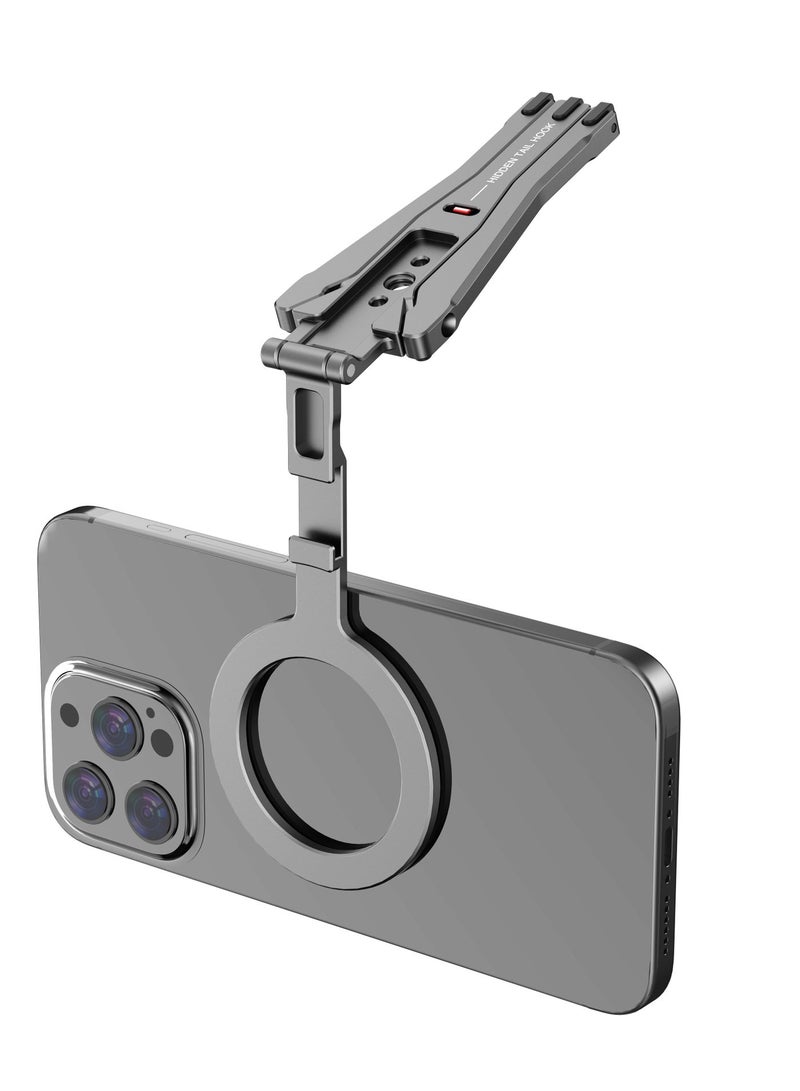 Foldable Magsafe Tripod Mount,Magnetic Pocket Phone Tripod,Foldable Tripod Mount,Smartphone Holder Desk Stand,Handle Stick with Arca-Swiss,Cold Shoe Mount for iPhone 16/15/14/13/12,Video,Vlog,Travel - Image 4