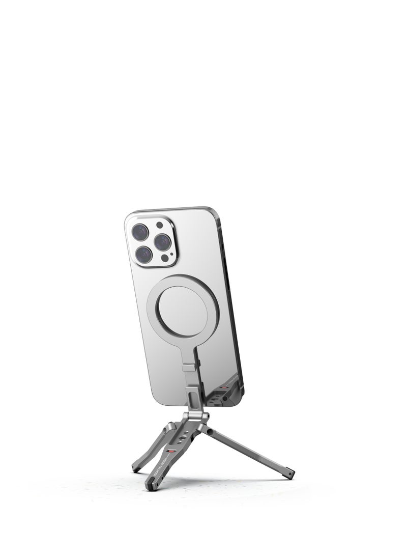 Generic - Foldable Magsafe Tripod Mount,Magnetic Pocket Phone Tripod,Foldable Tripod Mount,Smartphone Holder Desk Stand,Handle Stick with Arca-Swiss,Cold Shoe Mount for iPhone 16/15/14/13/12,Video,Vlog,Travel - Image 1
