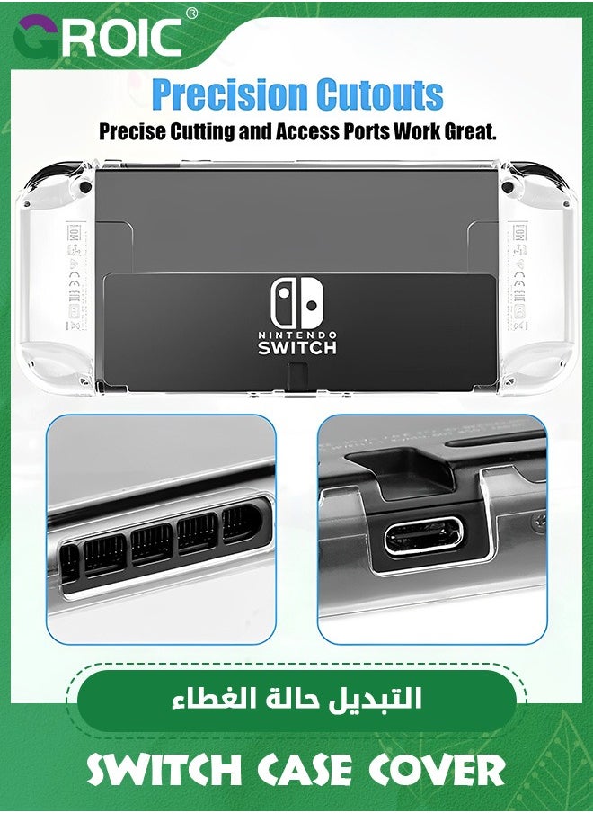 GROIC - Clear OLED Case for Nintendo Switch OLED, Protective Case for OLED and JoyCon Controller with 6 Thumb Stick Caps, Switch OLED Accessories - Image 1