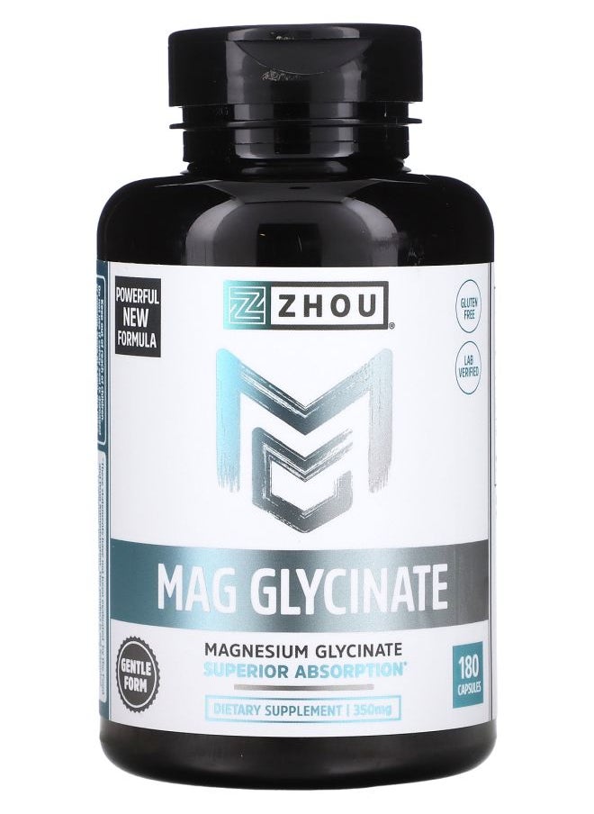 Zhou Nutrition - Mag Glycinate 350 mg 180 Capsules (87 mg per Capsule) - Image 1