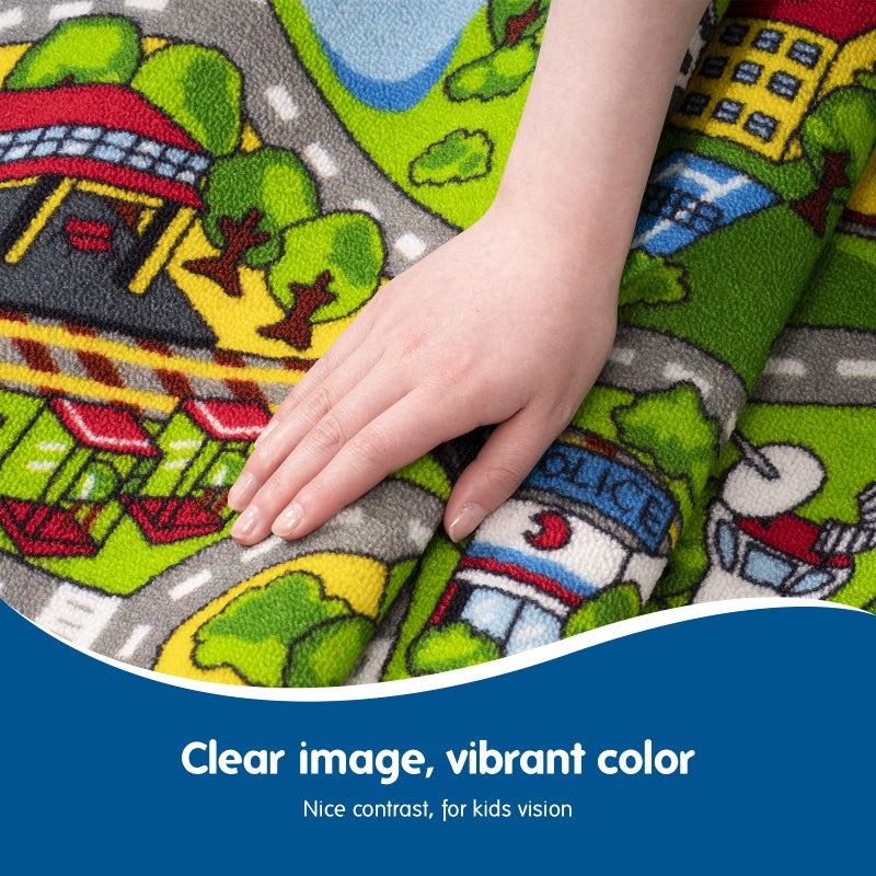 Booooom Jackson Car Rug with Exquisite Box,Washable Rug Kids Area Rug Play Mat 60"x32",Train Track Car Mat,Children Non Slip City Road Floor Carpet for Playroom Bedroom Kids Room - Image 4