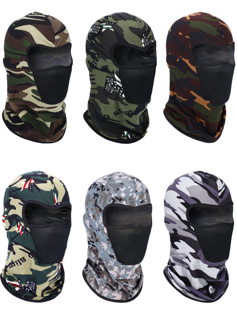 Sumind 6 Pieces Summer Balaclava Face Mask Breathable Sun Dust Protection Mask Long Neck Cover for Outdoor Activities (Camouflage Colors, Medium) - Image 1