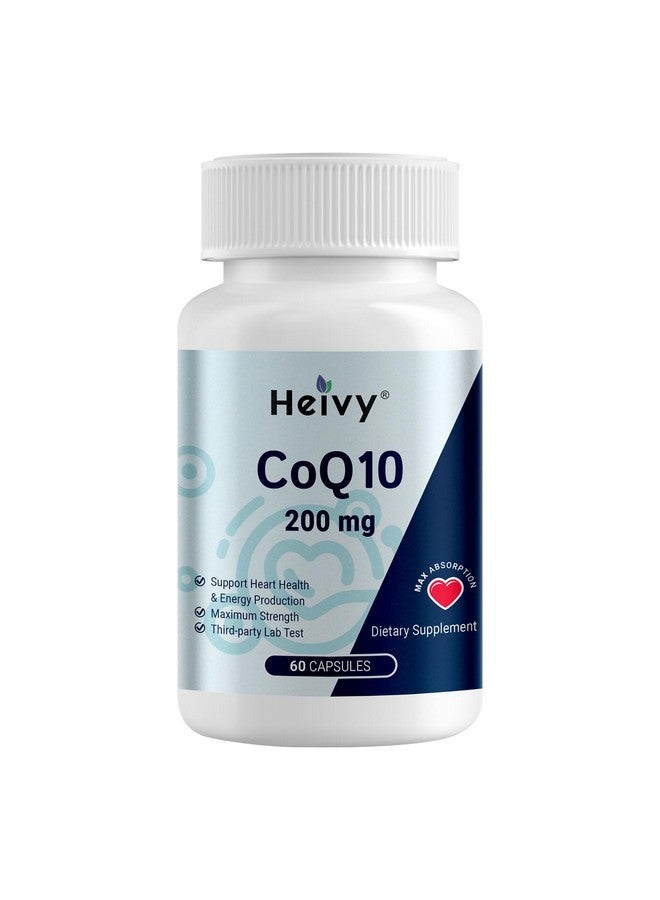 Heivy CoQ10 200mg - High Absorption 99% Ubiquinone Coenzyme Q10 - CO Q 10 Supplement Support Heart Health, Antioxidant & Energy Supplement - 60 Vegan Capsules - Image 1