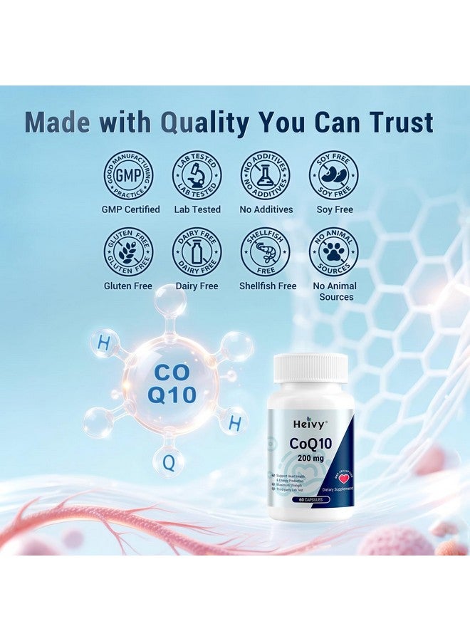Heivy CoQ10 200mg - High Absorption 99% Ubiquinone Coenzyme Q10 - CO Q 10 Supplement Support Heart Health, Antioxidant & Energy Supplement - 60 Vegan Capsules - Image 5