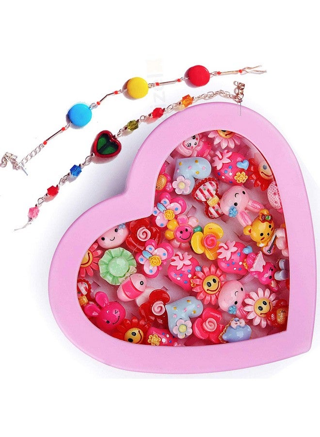 Ziggle kids girls finger rings and Bracelet for birthday gifts comes in pink heart shape box .Suitable for age 2-11 yrs (Multicolour) - Image 1