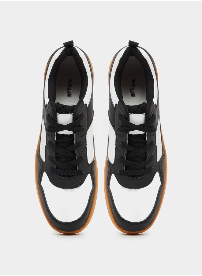 Styli Color Block Platform Sole Lace Up Sneakers  - Image 5
