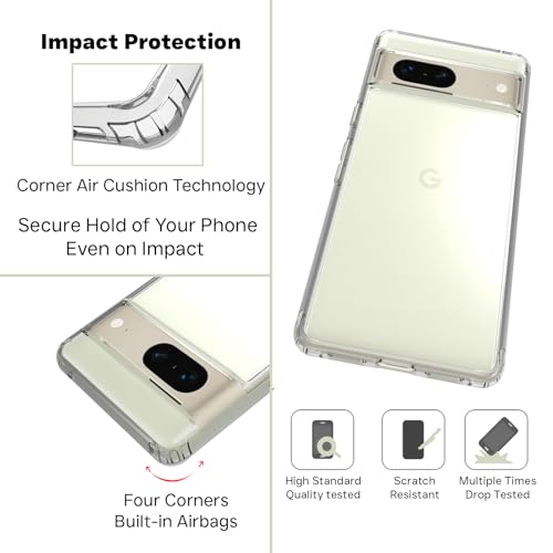 RIGGEAR Clear Hybrid Back Cover Case Compatible with Transparent Google Pixel 7 (Transparent PC with TPU Bumper) - Image 4