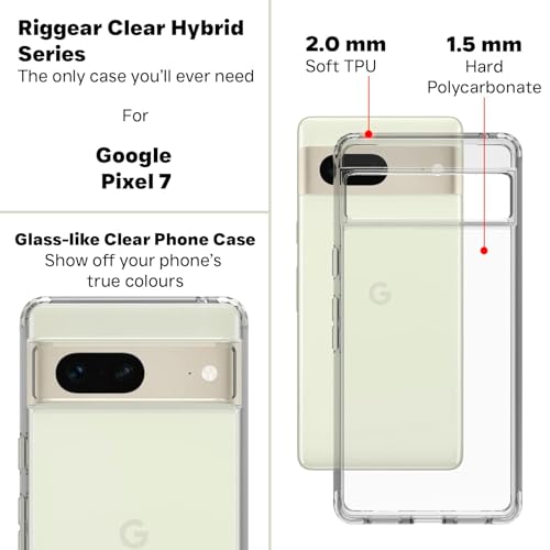 RIGGEAR Clear Hybrid Back Cover Case Compatible with Transparent Google Pixel 7 (Transparent PC with TPU Bumper) - Image 5