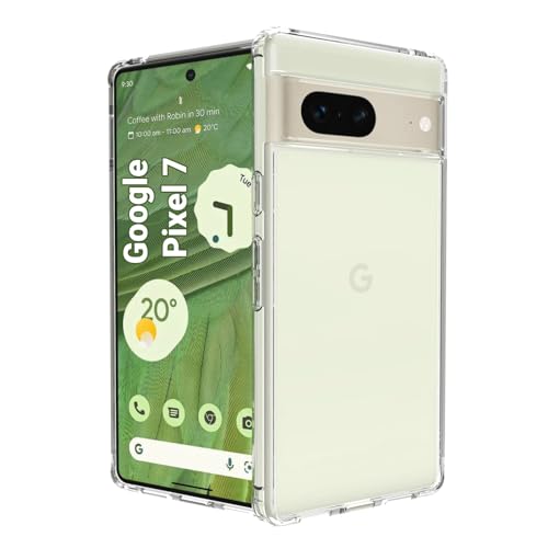 RIGGEAR Clear Hybrid Back Cover Case Compatible with Transparent Google Pixel 7 (Transparent PC with TPU Bumper) - Image 1