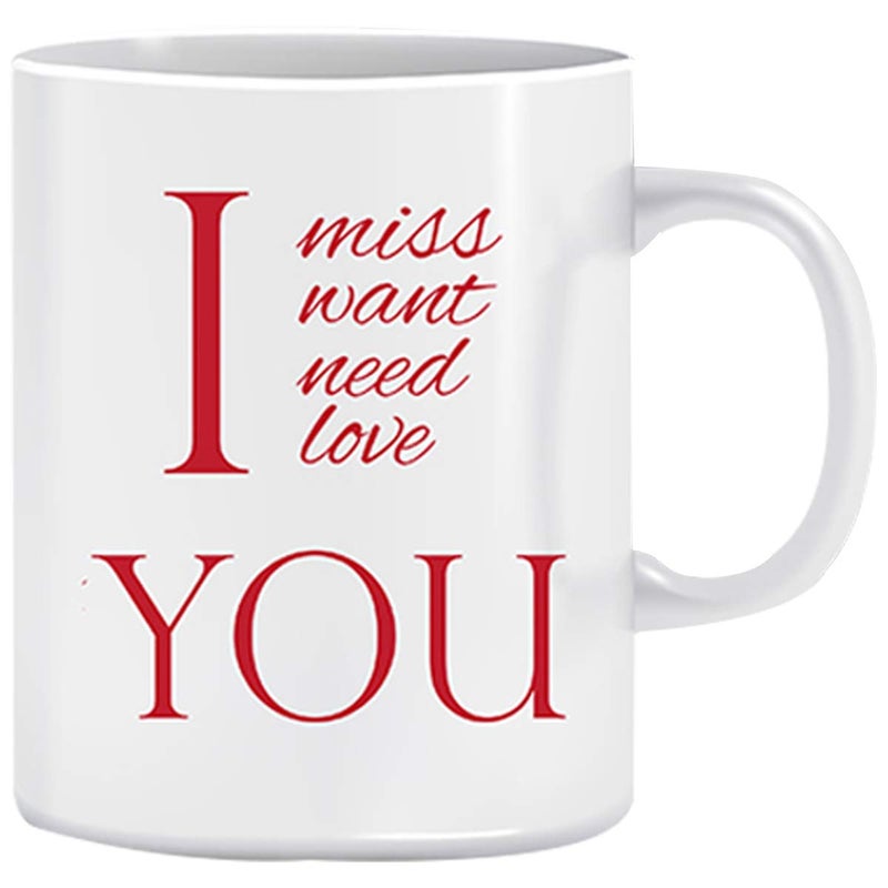 Next Bazaar Next Bazaar Valentines Day I Miss You Quote Cushion Cover with FillerRed 12 x 12 Mug 330 ml and 1 Artificial Rose Gift for GirlfriendBoyfriendWifeHusbandMenBirthday - Image 4