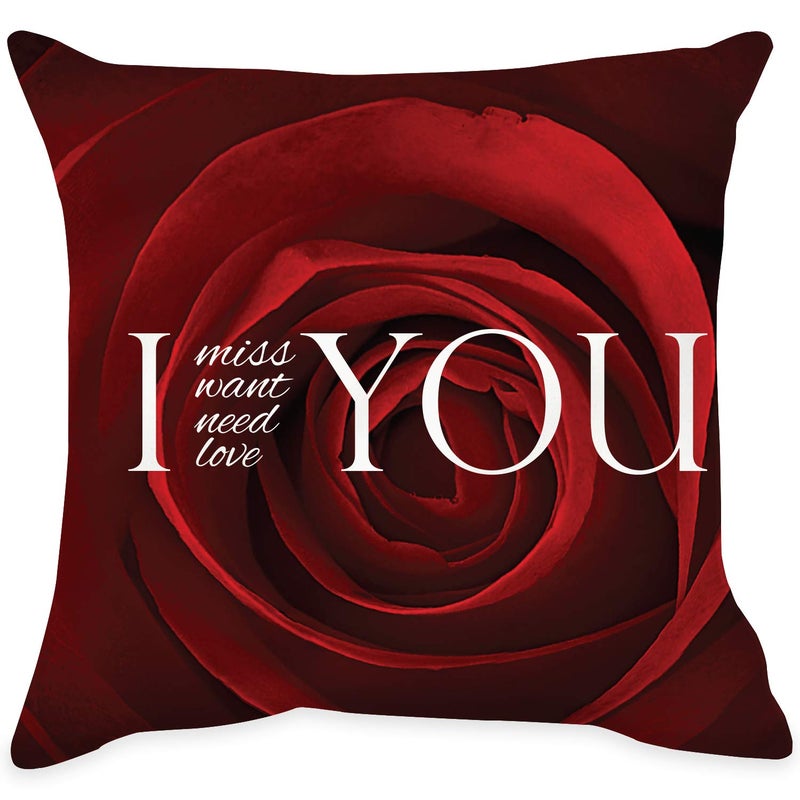 Next Bazaar Next Bazaar Valentines Day I Miss You Quote Cushion Cover with FillerRed 12 x 12 Mug 330 ml and 1 Artificial Rose Gift for GirlfriendBoyfriendWifeHusbandMenBirthday - Image 2