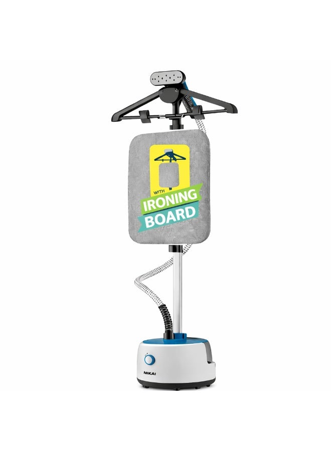 Garment Steamer with Ironing Board, 1800W Powerful Steam, 2L Large Water Tank, Fast 45 Sec Heat-Up, 32g/min Continuous Steam, Dual Steam Levels, Overheat Protection, Easy Home Clothes Steaming – NGS666AB White