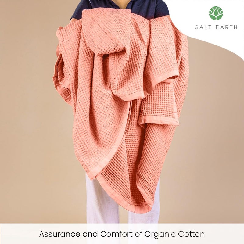 Salt Earth GOTS Certified 100% Organic Cotton Throw Blanket, 60" X 80" Waffle Blankets & Throws for Bed, Throw Blanket for Couch, Modern and Cozy Blanket, All Seasons, Comfy Soft Blankets (Sun Bay) - Image 5