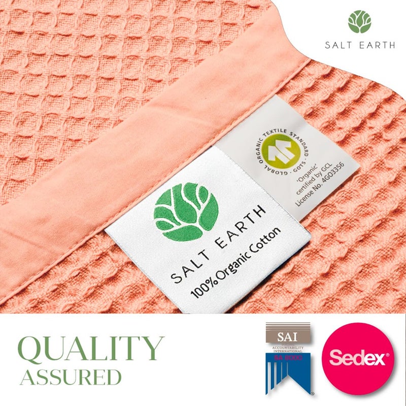 Salt Earth GOTS Certified 100% Organic Cotton Throw Blanket, 60" X 80" Waffle Blankets & Throws for Bed, Throw Blanket for Couch, Modern and Cozy Blanket, All Seasons, Comfy Soft Blankets (Sun Bay) - Image 3