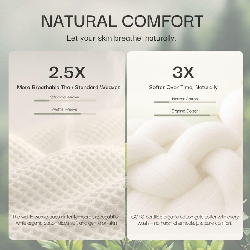 Salt Earth GOTS Certified 100% Organic Cotton Throw Blanket, 60" X 80" Waffle Blankets & Throws for Bed, Throw Blanket for Couch, Modern and Cozy Blanket, All Seasons, Comfy Soft Blankets (Sun Bay) - Image 4