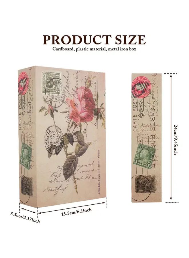 Rose L Vintage Book Safe with Password and Key Lock Heavy Duty Security Box - Image 3