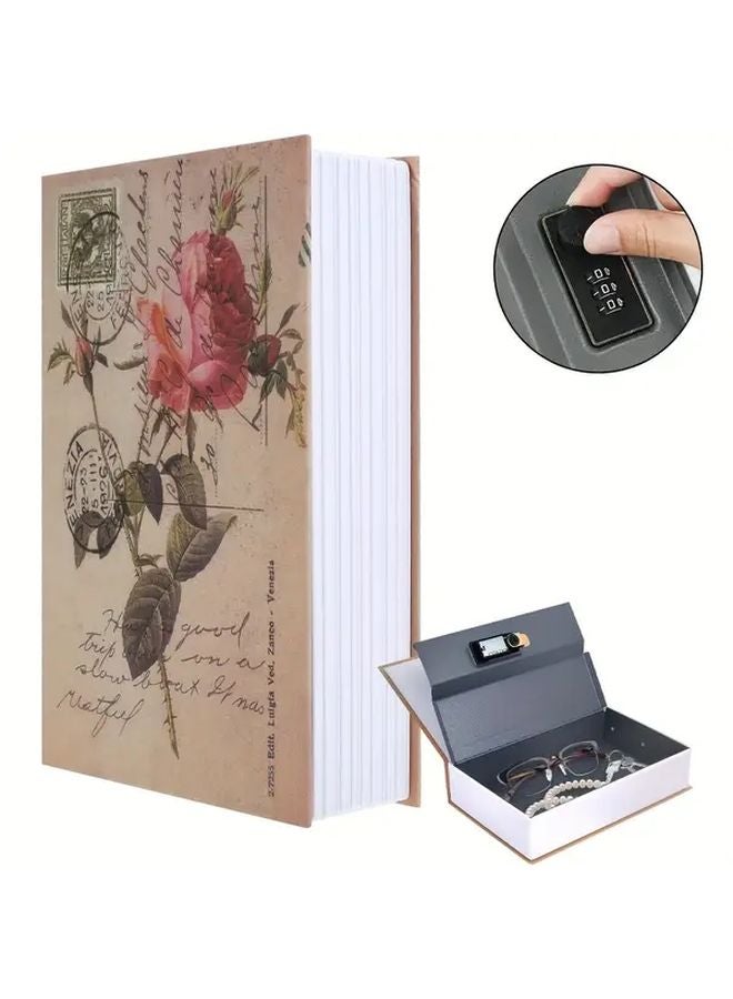 Rose L Vintage Book Safe with Password and Key Lock Heavy Duty Security Box - Image 2