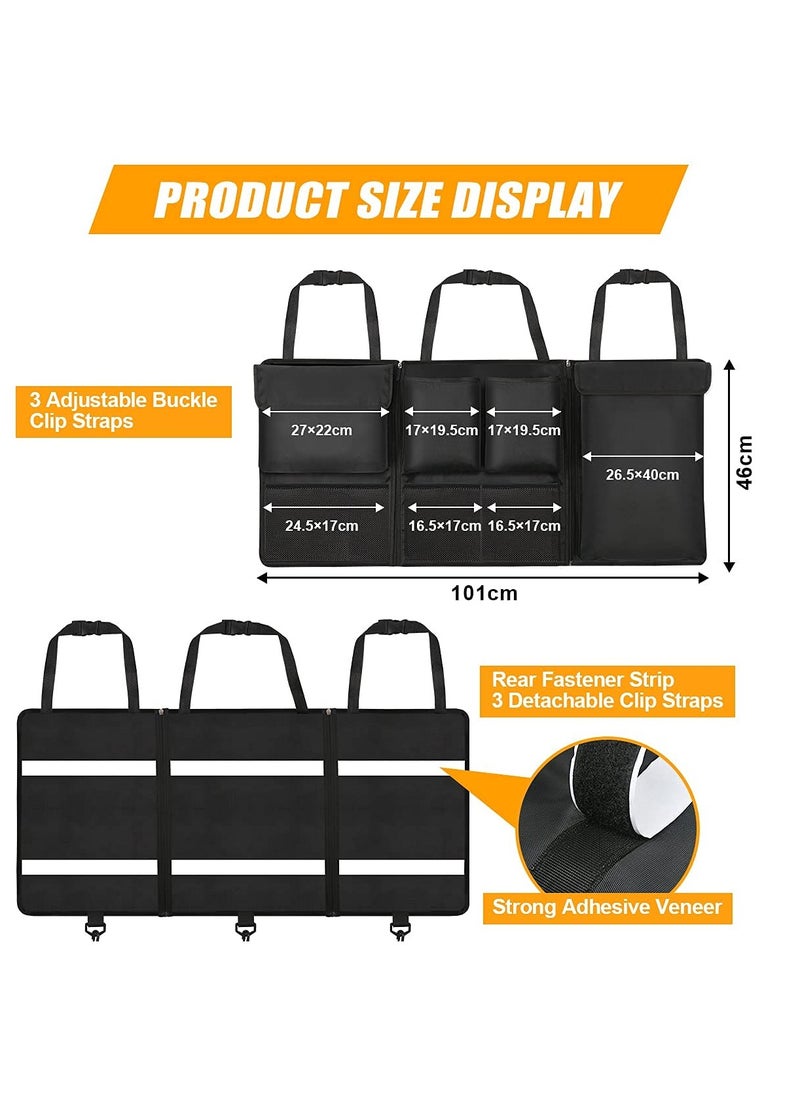 Excefore - Car Boot Organiser, Car Trunk Tidy Organiser Bag, Detachable MultiPocket Car Organiser Seat Back Protectors With Zipper, WaterProof Durable Foldable Children's Travel Storage Bag, 101 x 46 cm - Image 1