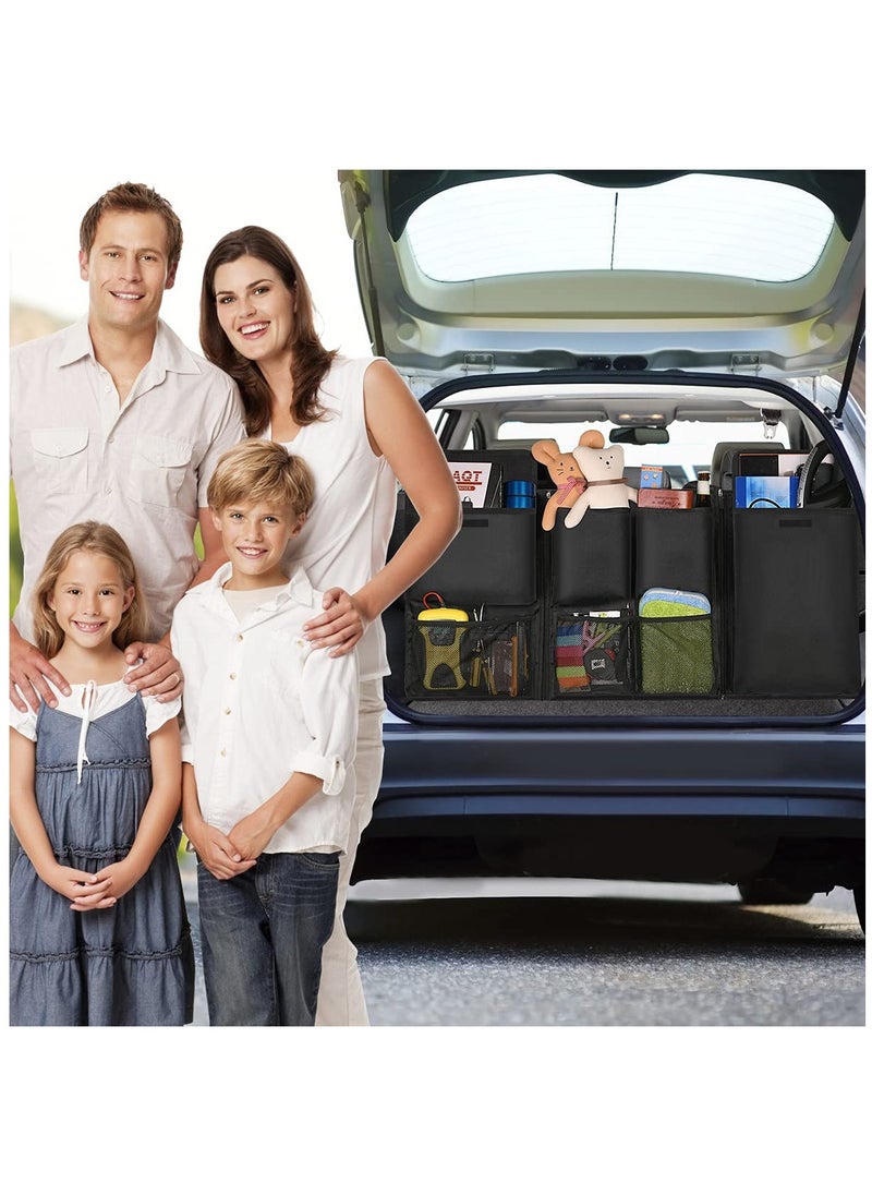 Excefore - Car Boot Organiser, Car Trunk Tidy Organiser Bag, Detachable MultiPocket Car Organiser Seat Back Protectors With Zipper, WaterProof Durable Foldable Children's Travel Storage Bag, 101 x 46 cm - Image 1