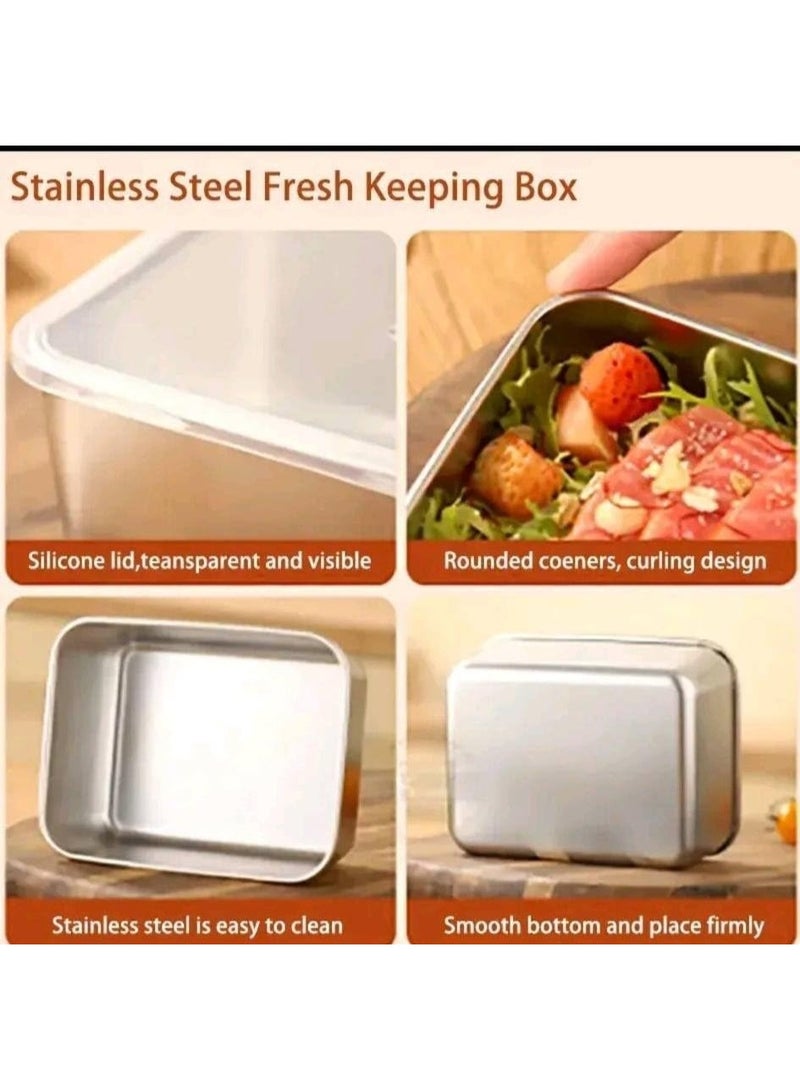 3-Piece Stainless Steel Food Storage Container Set with Airtight Lids – Multi-Size Leak-Proof Meal Prep Boxes (600ml, 600ml, 1700ml), Freezer & Fridge Safe, Stackable Easy-Clean Food Preservation Containers for Daily Use, Work & Travel - Image 3
