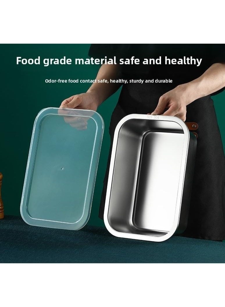 3-Piece Stainless Steel Food Storage Container Set with Airtight Lids – Multi-Size Leak-Proof Meal Prep Boxes (600ml, 600ml, 1700ml), Freezer & Fridge Safe, Stackable Easy-Clean Food Preservation Containers for Daily Use, Work & Travel - Image 4