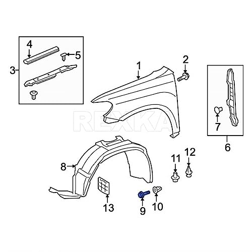 Rexka براغي غطاء خط الفيندر من ريكسا 30 قطعة متوافقة مع 90159-60496 تويوتا لكزس - Image 5