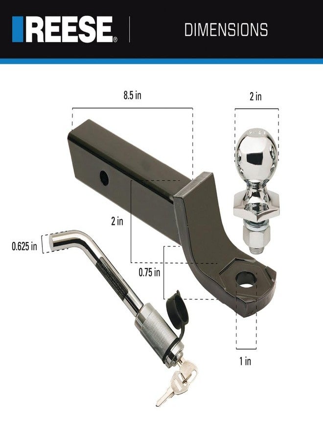 ريس طقم تثبيت كرة وصلة سحب المقطورة Reese Towpower 7005100 Interlock، يناسب مستقبل مربع 2 بوصة، انخفاض 2 بوصة، ارتفاع 0.75 بوصة، سعة 6000 رطل. - Image 2