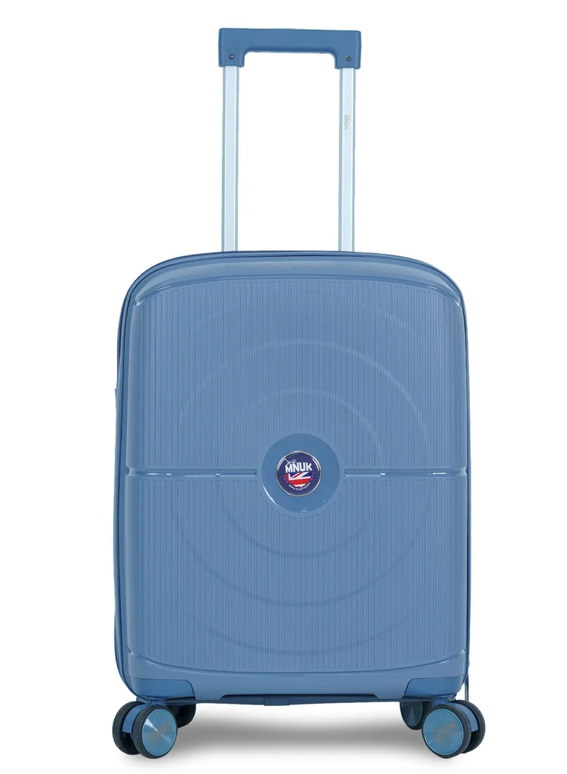 MNUK PREMIO 20inch Luggage| Polypropylene (PP) Hardside Luggage Trolley|Double 360° 4 Wheeler| Cabin-20 Inch, Large-28 Inch|Blue