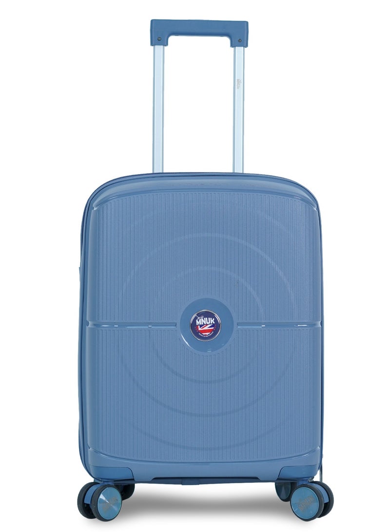 MNUK PREMIO 20inch Luggage| Polypropylene (PP) Hardside Luggage Trolley|Double 360° 4 Wheeler| Cabin-20 Inch|Blue - Image 1