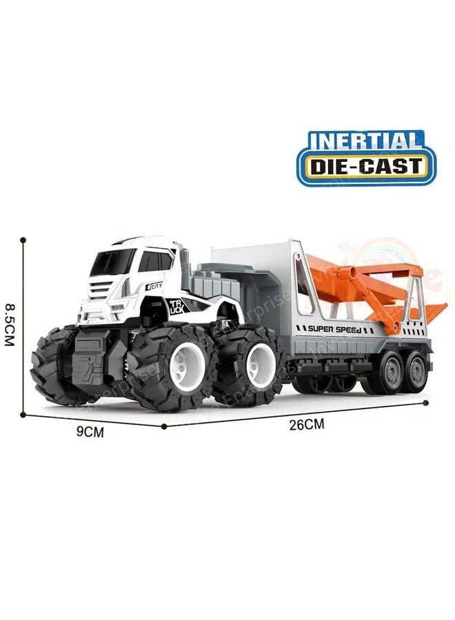 Invite Enterprise 1:43 4WD Diecast Alloy Double-Deck Transportation Big Truck With Friction Powered Miniature Car Vehicle Toy for Kids, Boys and Girls (2 Color Options) - Image 4