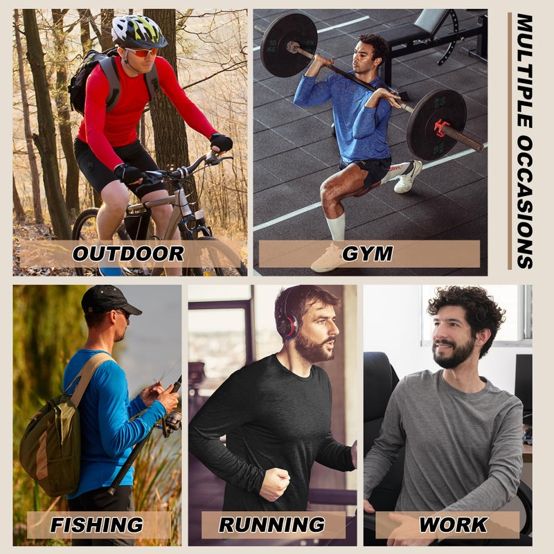 MLYENX 7 Pack Long Sleeve Shirts for Men UPF 50+ UV Sun Protection Quick Dry Moisture Wicking Workout Tee Shirts XL - Image 5