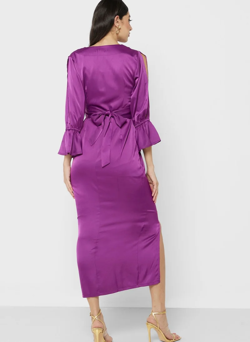 Khizana Pleat Detail Satin Dress