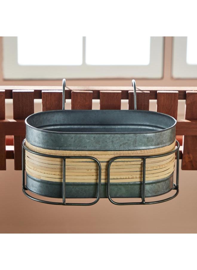 Home Box - Galvanized Metal Rectangular Hanging Planter With Burlap 30.5X15.5X19.5 Cm - Image 1