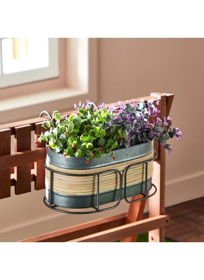 Home Box - Galvanized Metal Rectangular Hanging Planter With Burlap 30.5X15.5X19.5 Cm - Image 1