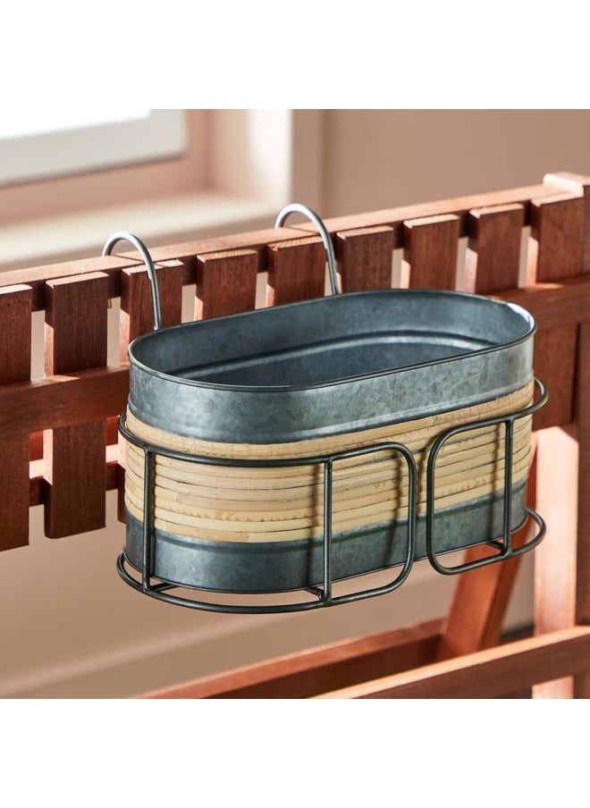 Home Box - Galvanized Metal Rectangular Hanging Planter With Burlap 30.5X15.5X19.5 Cm - Image 1