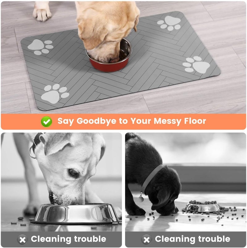 لوح تغذية الحيوانات الأليفة – مناديل ماصة لوعاء الطعام والماء، مزود بطبقة خلفية من المطاط المقاوم للماء، وسادة توزيع الماء سريعة الجفاف للكلاب والقطط، مقاس 16" × 24" - Image 3
