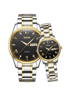 Gsquare Analog Quartz Black Dial Stainless Steel Couple Set Watch - 5563  - Image 1