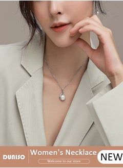 DUNISO Pearl Necklace 925 Sterling Silver Choker Necklace Silver Choker Chain Pearl Pendant Necklace Simple Necklace Chain Jewelry for Women Teen Girls  - Image 1