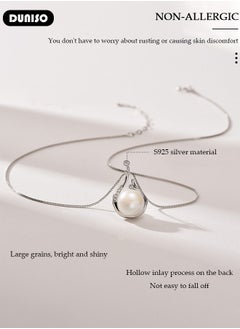 DUNISO Pearl Necklace 925 Sterling Silver Choker Necklace Silver Choker Chain Pearl Pendant Necklace Simple Necklace Chain Jewelry for Women Teen Girls  - Image 2