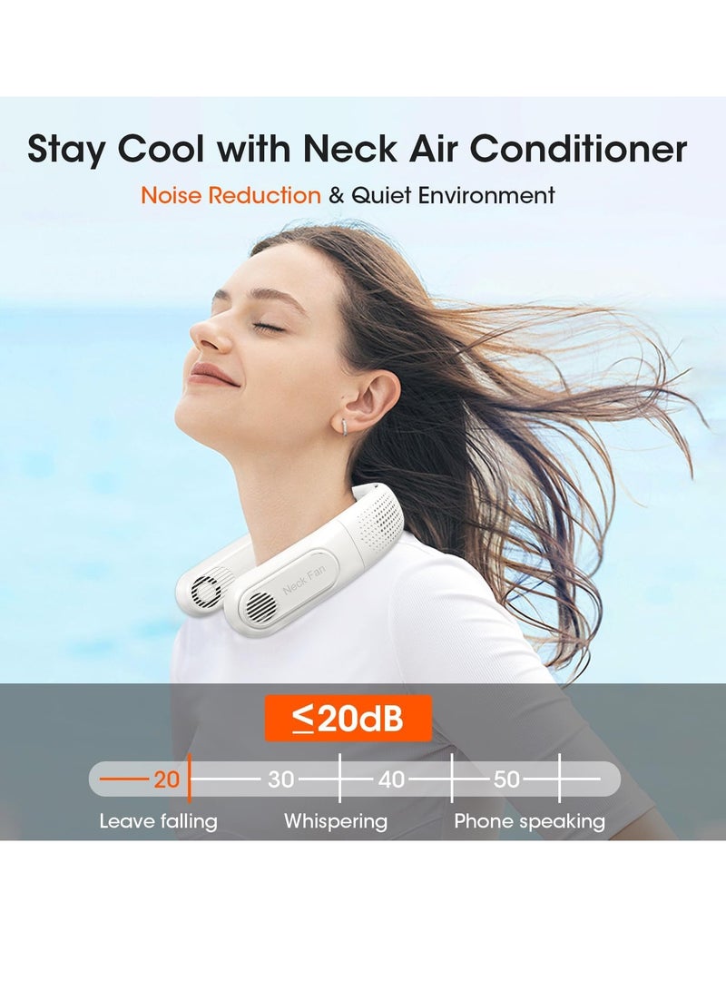 general Rechargeable 4 Turbo 6000mAh Portable Neck Fan - 360 Cooling Airflow, 3 Speeds, LED Battery Display, Foldable, Bladeless - Personal Fan for Work, Travel, Outdoor Activities - White - Image 4
