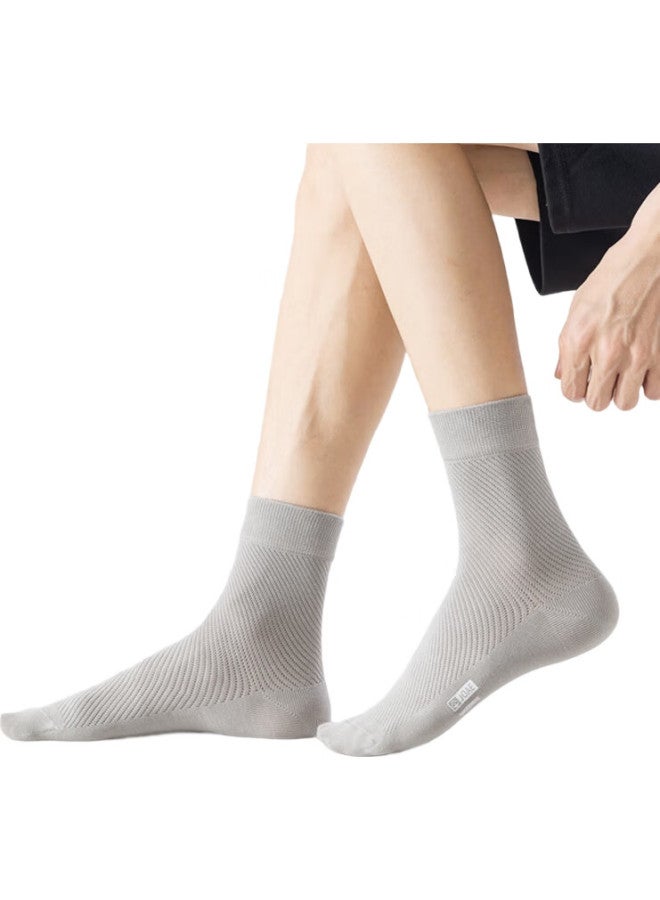 JOAE [7A Antibacterial And Odor-Resistant] 6 Pairs Of Men'S Socks, 100% Pure Cotton Mesh Breathable Anti-Pilling Spring And Summer Mid-Calf Socks - Image 1