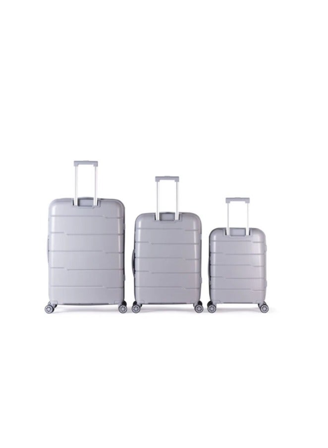 milano Anti-breakage Milano travel bag set of 3 pieces, sizes (20", 24", 28") (Silver) - Image 2