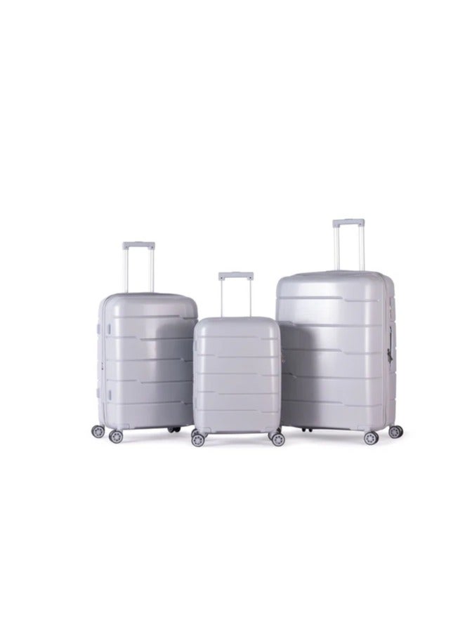 milano Anti-breakage Milano travel bag set of 3 pieces, sizes (20", 24", 28") (Silver) - Image 1
