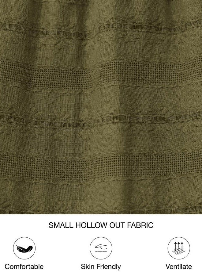 BTFBM Womens Summer 2025 Casual Midi Maxi Dresses Lightweight Short Sleeve V Neck Elastic Waist Boho Beach Dress Pockets, Army Green, XXL - Image 5
