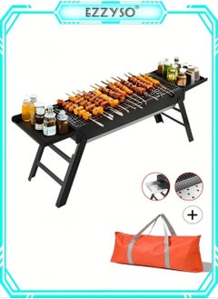 EzzySo Foldable Barbecue Grill, Portable Folding Charcoal Grill with Shelf, Outdoor Camping BBQ Grill Outdoor Barbecue Grill Tools for Cooking Garden Backyard Party Picnic Travel  - Image 1