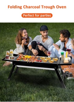 EzzySo Foldable Barbecue Grill, Portable Folding Charcoal Grill with Shelf, Outdoor Camping BBQ Grill Outdoor Barbecue Grill Tools for Cooking Garden Backyard Party Picnic Travel  - Image 2