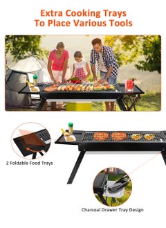 EzzySo Foldable Barbecue Grill, Portable Folding Charcoal Grill with Shelf, Outdoor Camping BBQ Grill Outdoor Barbecue Grill Tools for Cooking Garden Backyard Party Picnic Travel  - Image 3