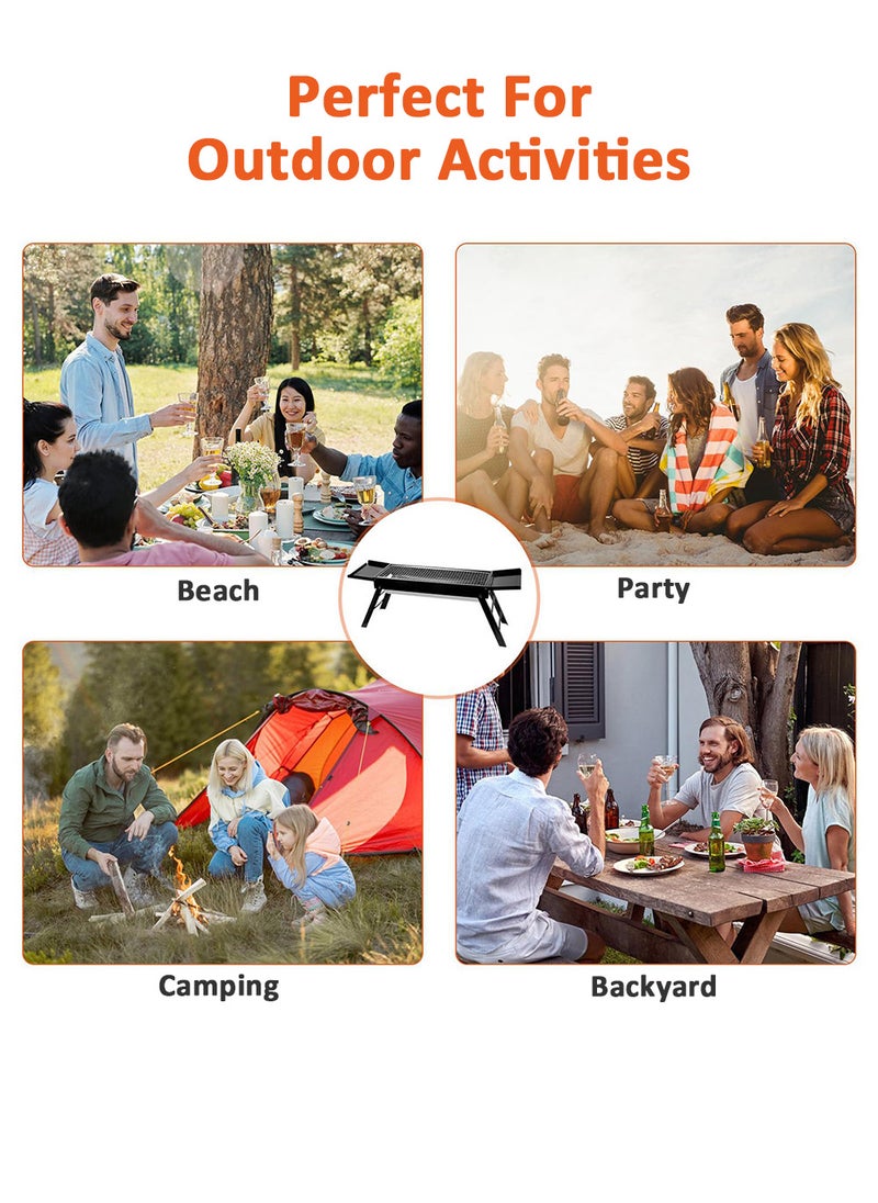 EzzySo Foldable Barbecue Grill, Portable Folding Charcoal Grill with Shelf, Outdoor Camping BBQ Grill Outdoor Barbecue Grill Tools for Cooking Garden Backyard Party Picnic Travel  - Image 5